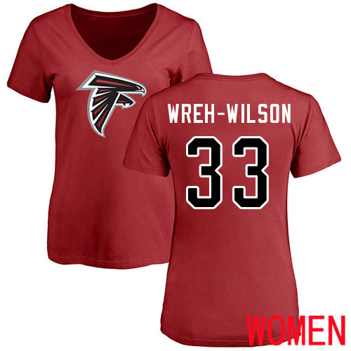 Atlanta Falcons Red Women Blidi Wreh-Wilson Name And Number Logo NFL Football #33 T Shirt->atlanta falcons->NFL Jersey